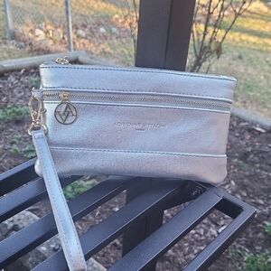 Adrienne Vittadini Metallic Silver Wristlet